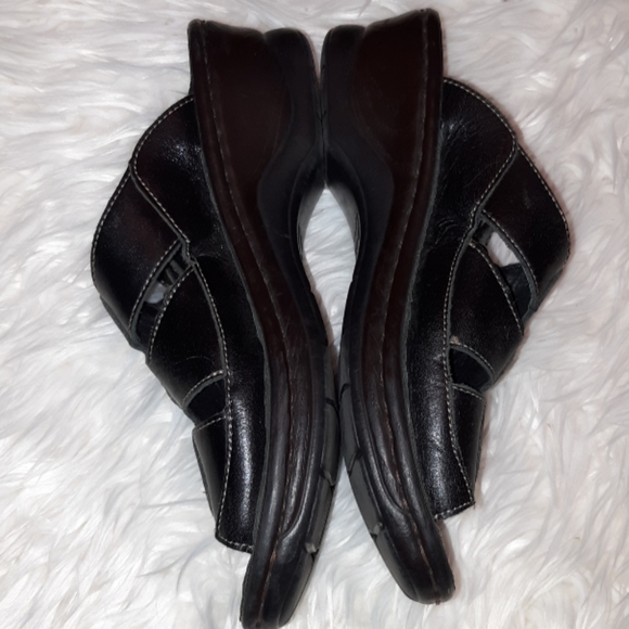 Josef Seibel black leather sandals size 7-7.5 38 - Picture 2 of 8
